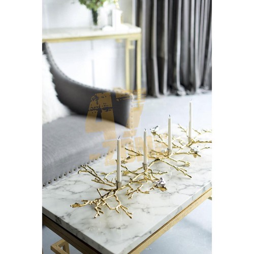 Aluminum Onward Branch 4 Candlestick Holder Gold Silver Tabletop Home Decor - Picture 6 of 10