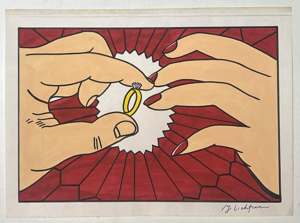 Roy Lichtenstein (Handmade) Drawing On old Paper Signed