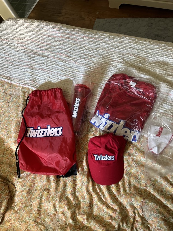 Twizzlers Swag Bag Hat Lg Tee shirt Water Bottle And Small Beach Ball Brand New