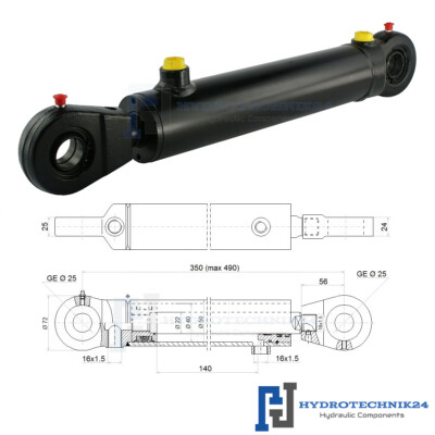 Hydraulikzylinder doppeltwirkend CJ2F-40/22/140 mit Gelenkaugen 25mm