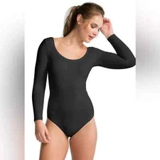 SPANX LONG SLEEVE THE BASE BODYSUIT Women's Size Medium  BLACK  NEW WITH TAGS!!