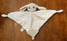 Boogin Head Dog Bunny Lovey Security Blanket Gray White Chevron Teething Corner