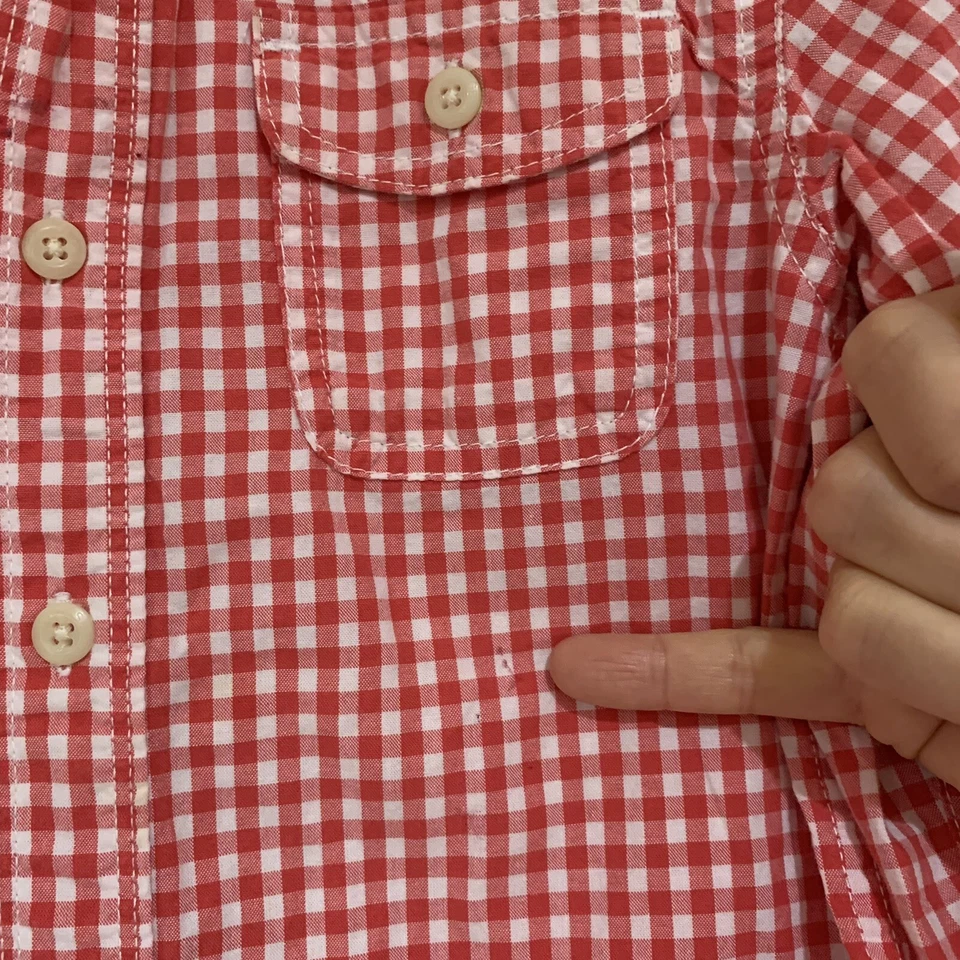 Oshkosh B’gosh 5t Red/White Gingham Shirt Button Down Collar Long Sleeves - Image 4 of 4