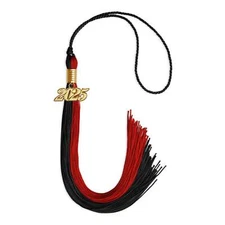 Endea Graduation Black/Red Tassel with Gold Date Drop