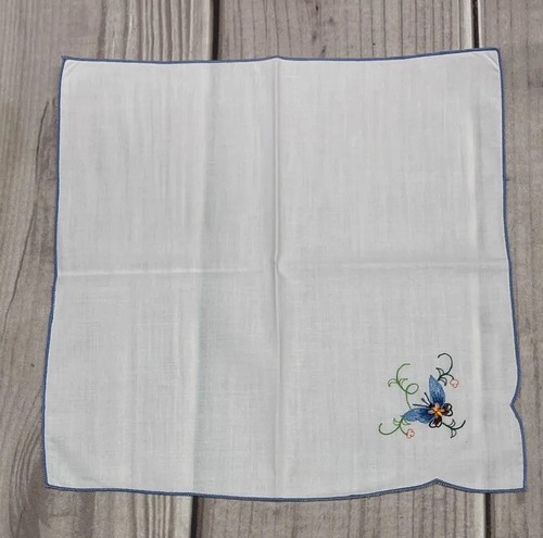 Vintage Set 6 Butterfly Embroidered Embroidery Linen Dinner Napkins - Picture 3 of 4