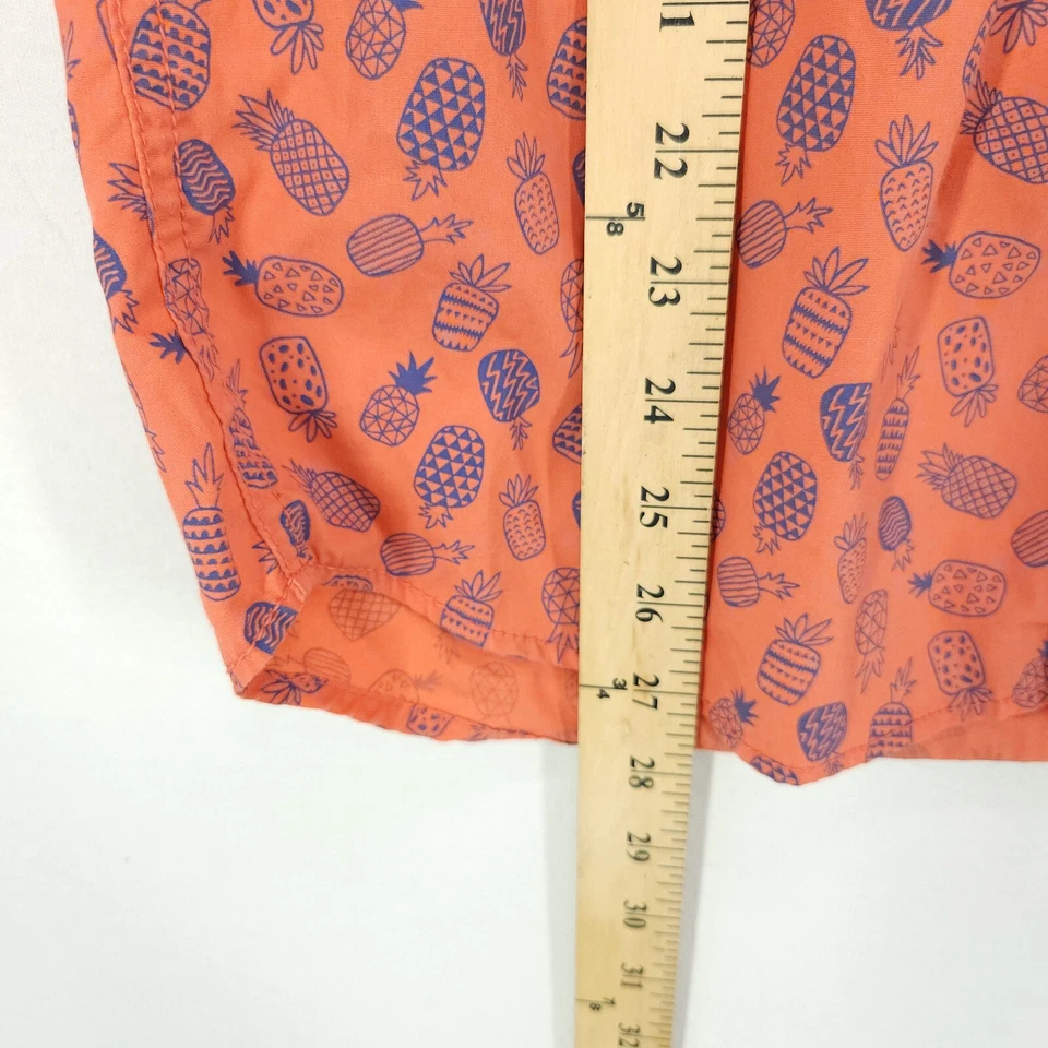Tommy Hilfiger Abotonable Big Boy XL Naranja Estampado Piña Transpirable Peso Ligero Foto 4 de 4