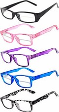 Narrow Retro Fashion Style Rectangular Mix#3 Frame Clear Lens Eyeglasses 5 PCS