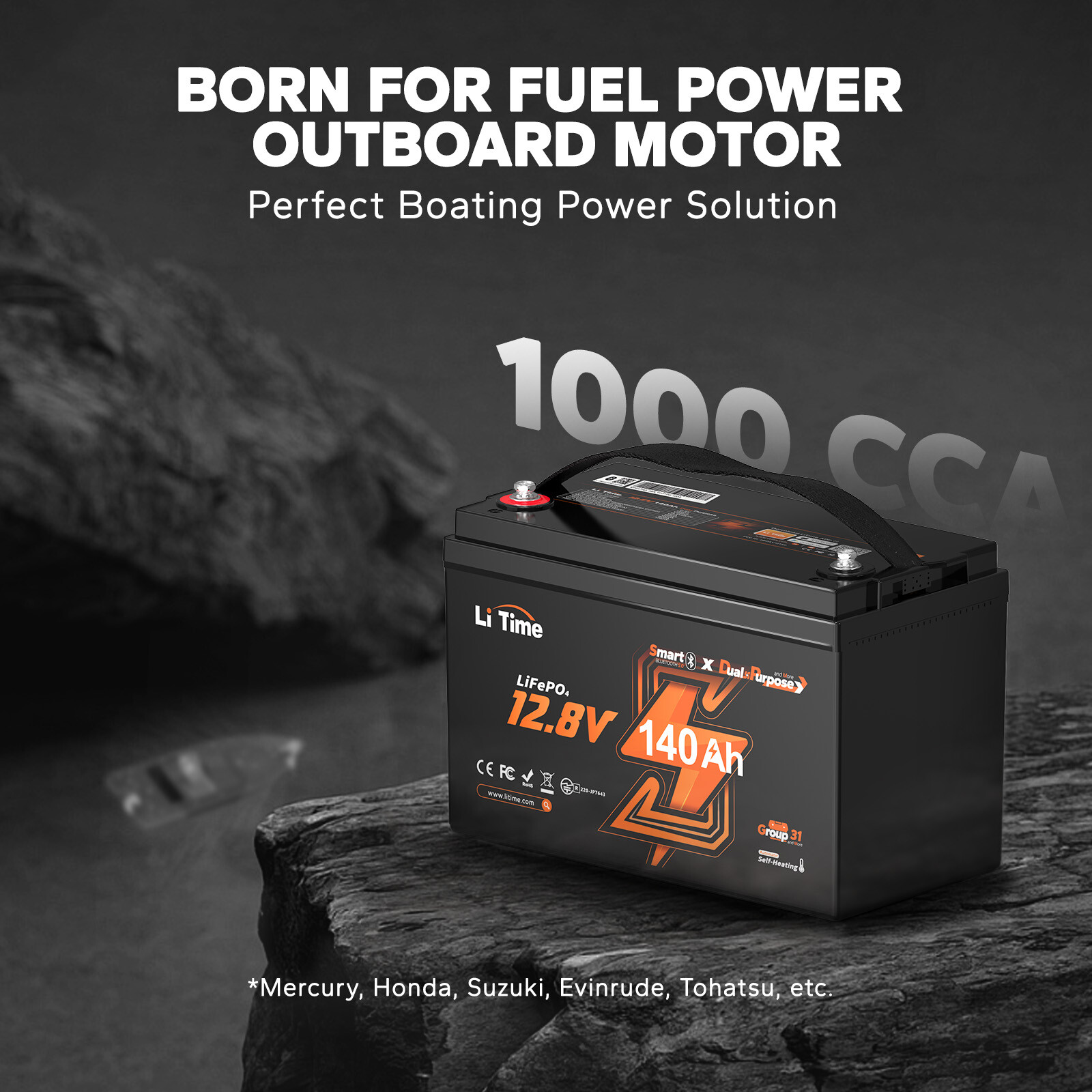 LiTime 12V 140Ah Dual Purpose LiFePO4 Battery CCA 1000 For Marine-Refurbished