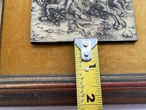 Artini Arts Brown Ivory Engraving Masterpiece Of Horseman In Carvelo Framed VTG - Picture 7 of 15