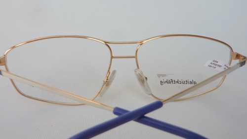 Damengestell Brille Fassung gold weiß blau Metallgestell frame sportlich Gr M - Picture 4 of 4