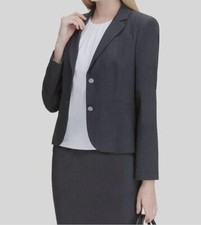 Calvin Klein Women's Gray Charcoal Two-Button Blazer Jacket Size 6