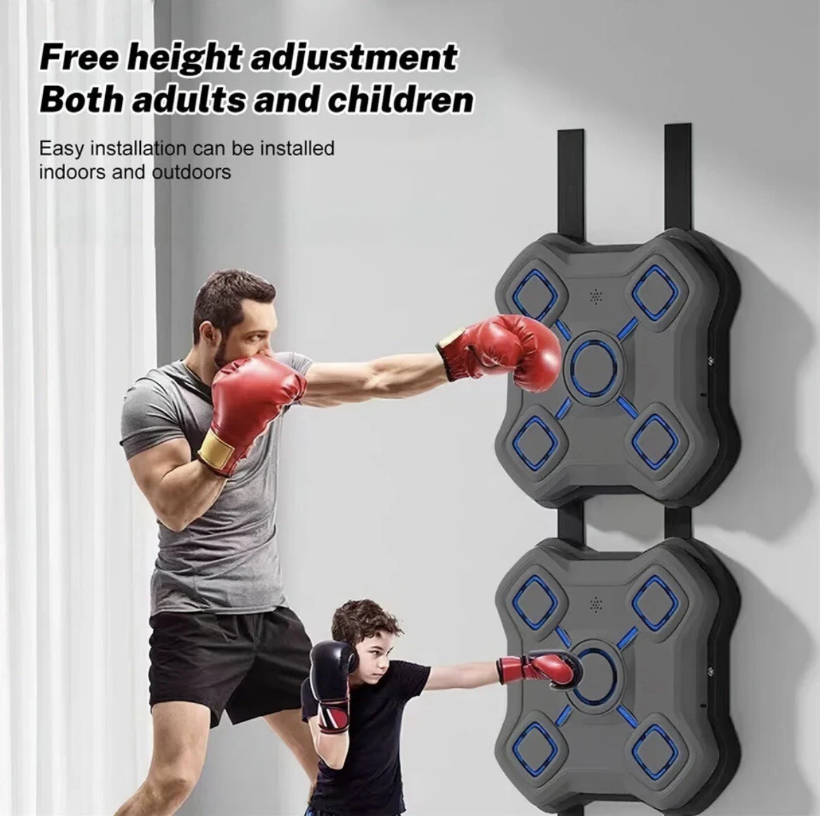 Smart Music Boxing Machine, Wall Mounted Boxing Machine with USB Charging  and Bluetooth Connection, Wall Mounted Lighting Target Boxing Trainer for