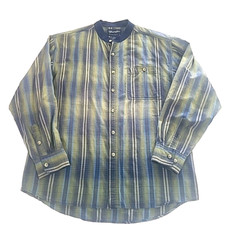 70s Wrangler Western Shirt Rodeo Green Plaid Button Up L Vtg 100 Cotton LARGE