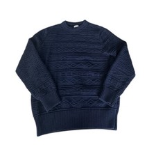Knit for J. Crew Navy 100 Cotton Crew Neck Long Sleeve Sweater Men s M/L