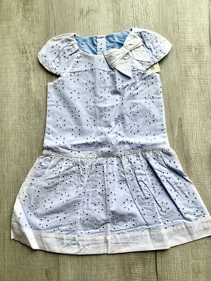 NWT Janie & Jack Dressy Easter Eyelet Dress Blue White Size 3