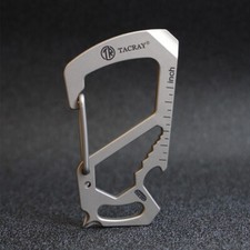 Titanium Alloy Backpack Carabiner Keychain Ruler Opener Outdoors EDC Multi Tools