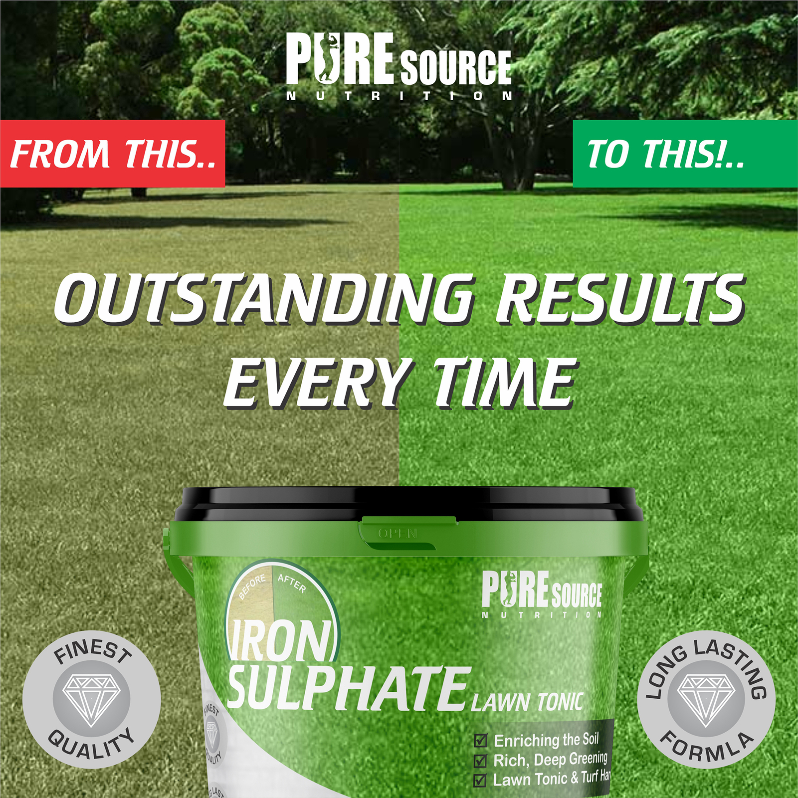 IRON SULPHATE LAWN TONIC 2KG SOIL CONDITIONER PLANT FEED FERROUS