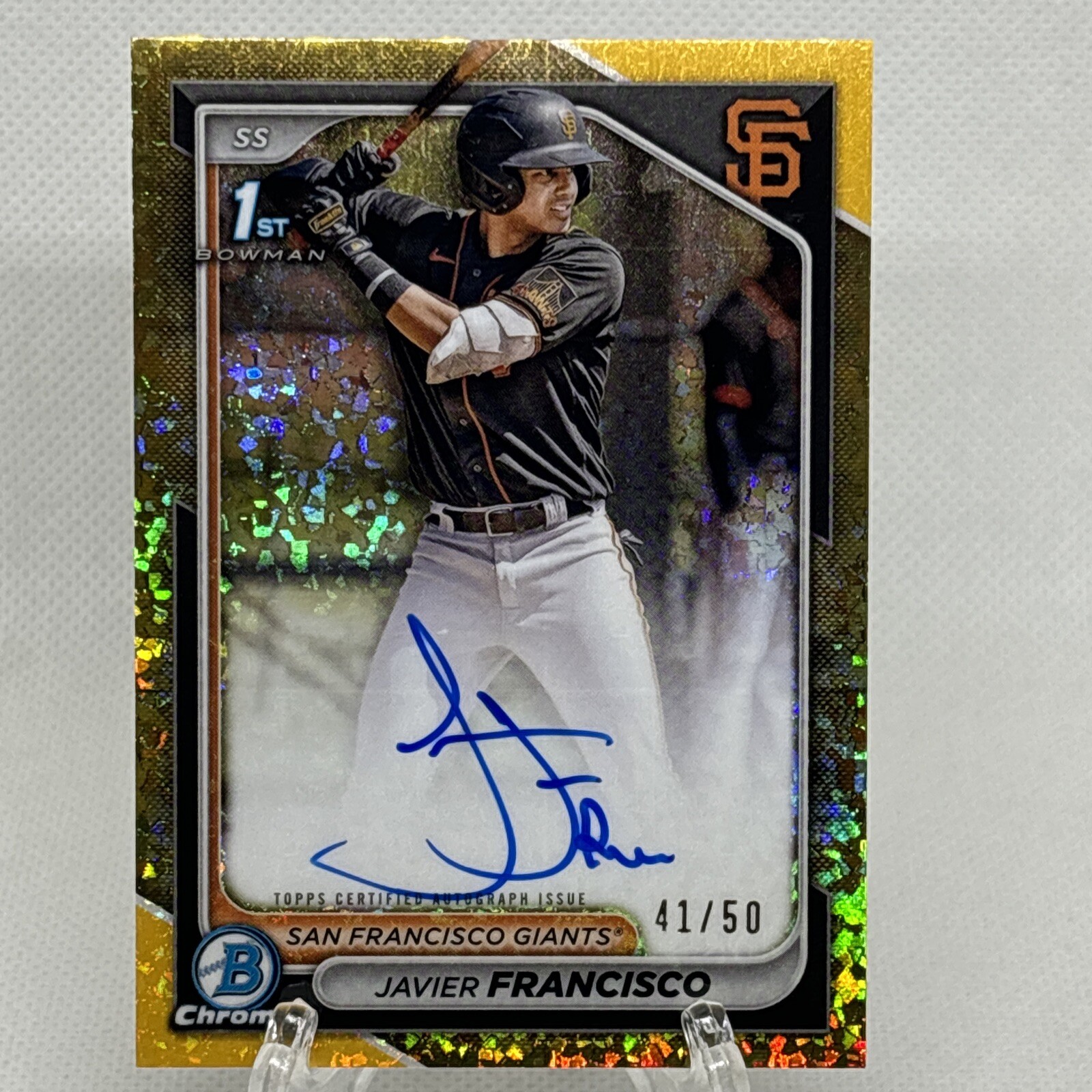 2024 Bowman Chrome 1st Javier Francisco Gold Mini Diamond Refractor Auto 41/50
