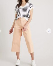 New Ladies wide Leg crop Raw Edge jeans Pastel Peach / Orange Colour Size 12 R