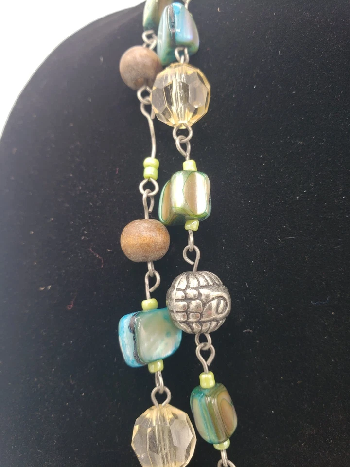 Colar de miçangas vintage feminino fio único 23" multicolorido - Imagem 4 de 4