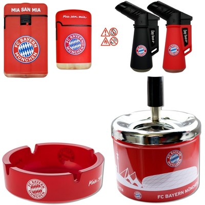 FC Bayern München Feuerzeug Rubber Turbo Jet Dreh Aschenbecher Rekordmeister FCB