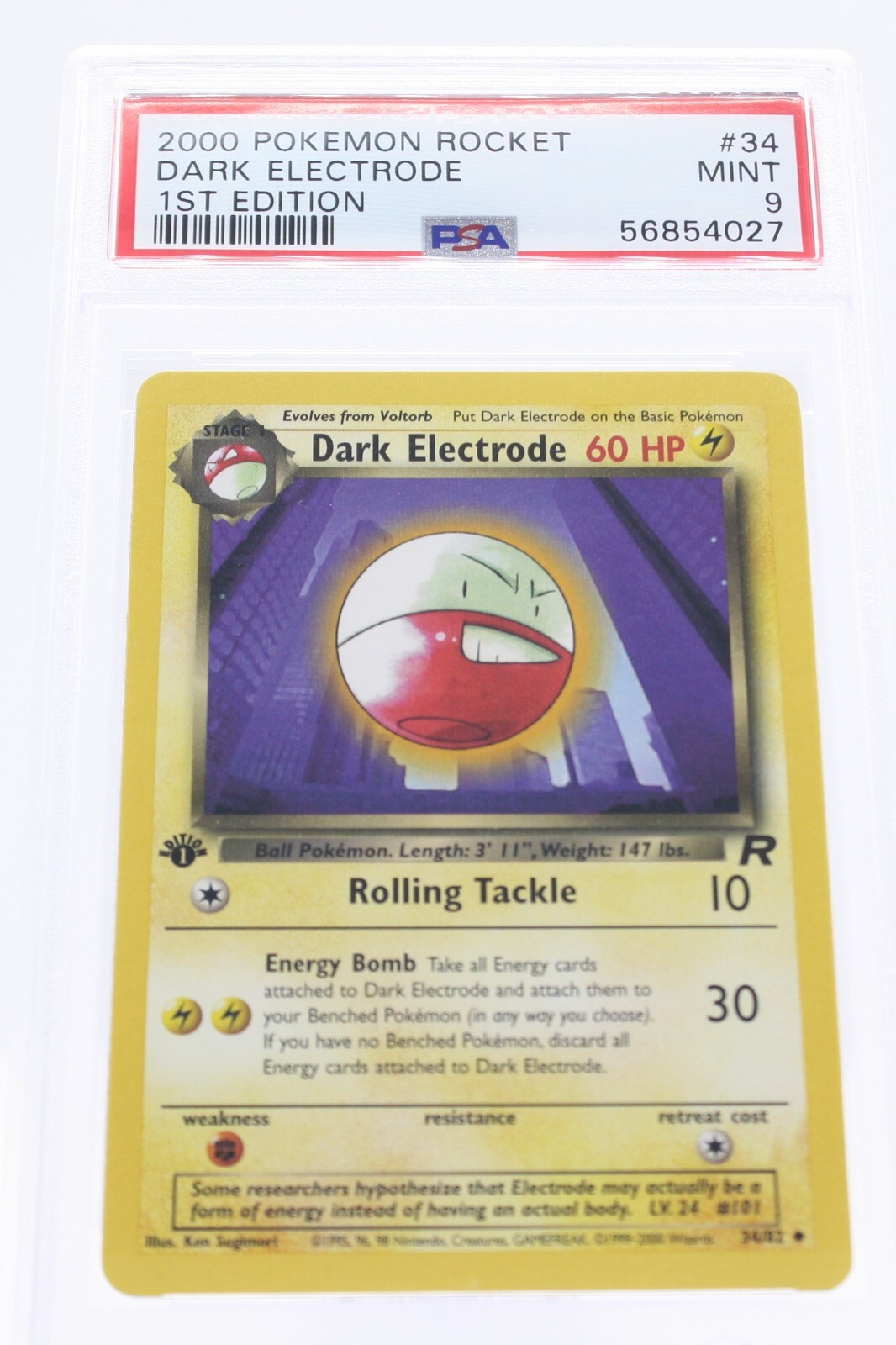 PSA 9 MINT 2000 Pokémon Team Rocket #34 Dark Electrode 1st Edition !!!