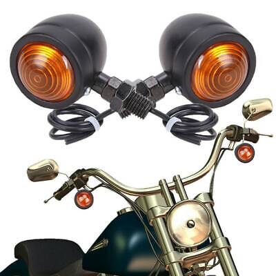 2x Mini 12V Black Motorcycle Turn Signal Bullet Blinker Indicator Light Amber US
