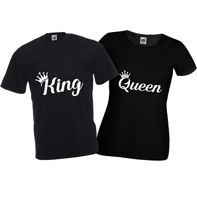KING QUEEN Paar KRONE T-Shirts lustig Liebe Valentinstag Paare passende Bae