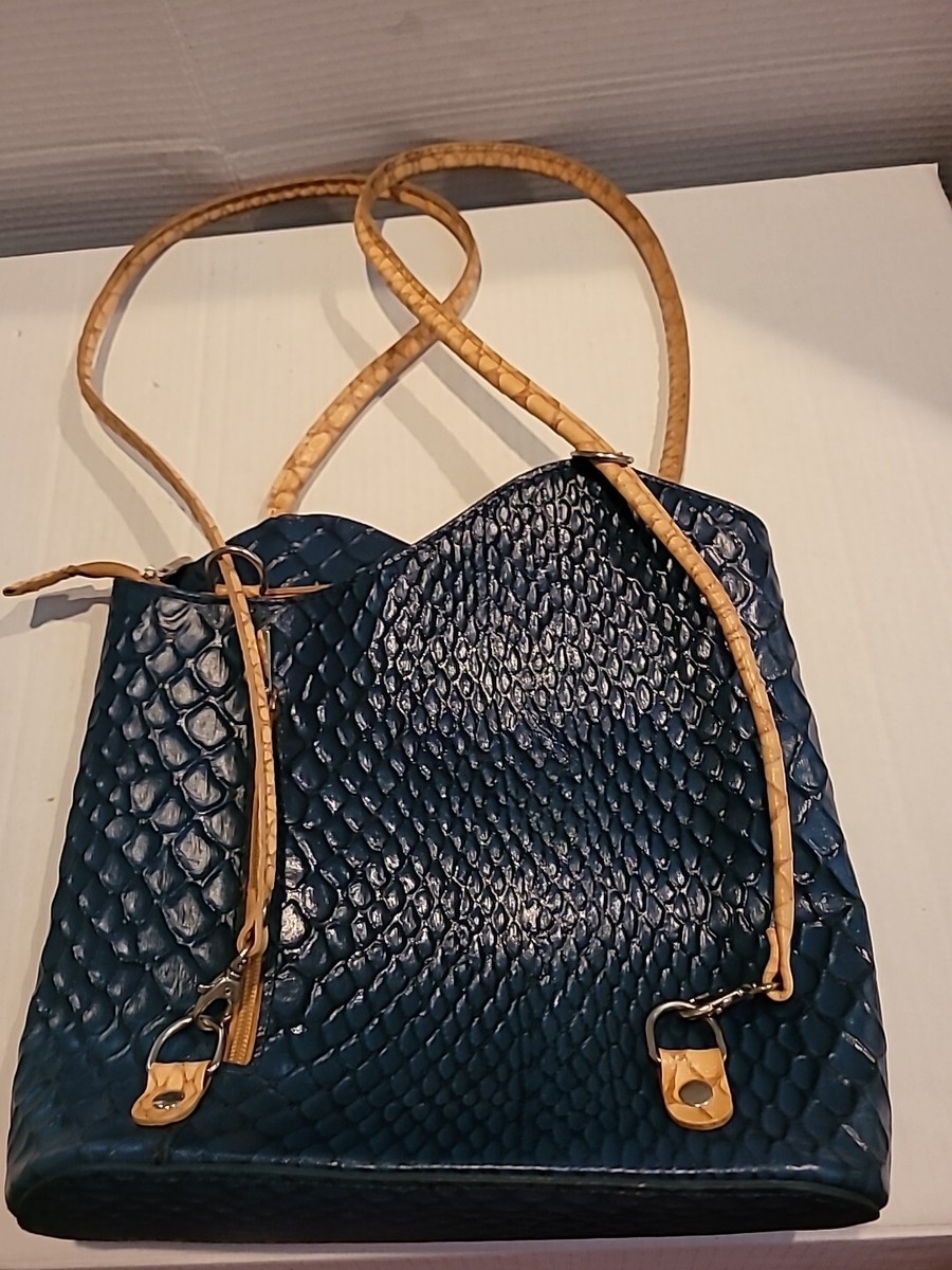 GENUINE LEATHER BORSE INE PELLE カバン Borse in Pelle Made in Italy Genuine Leather Croc Pattern