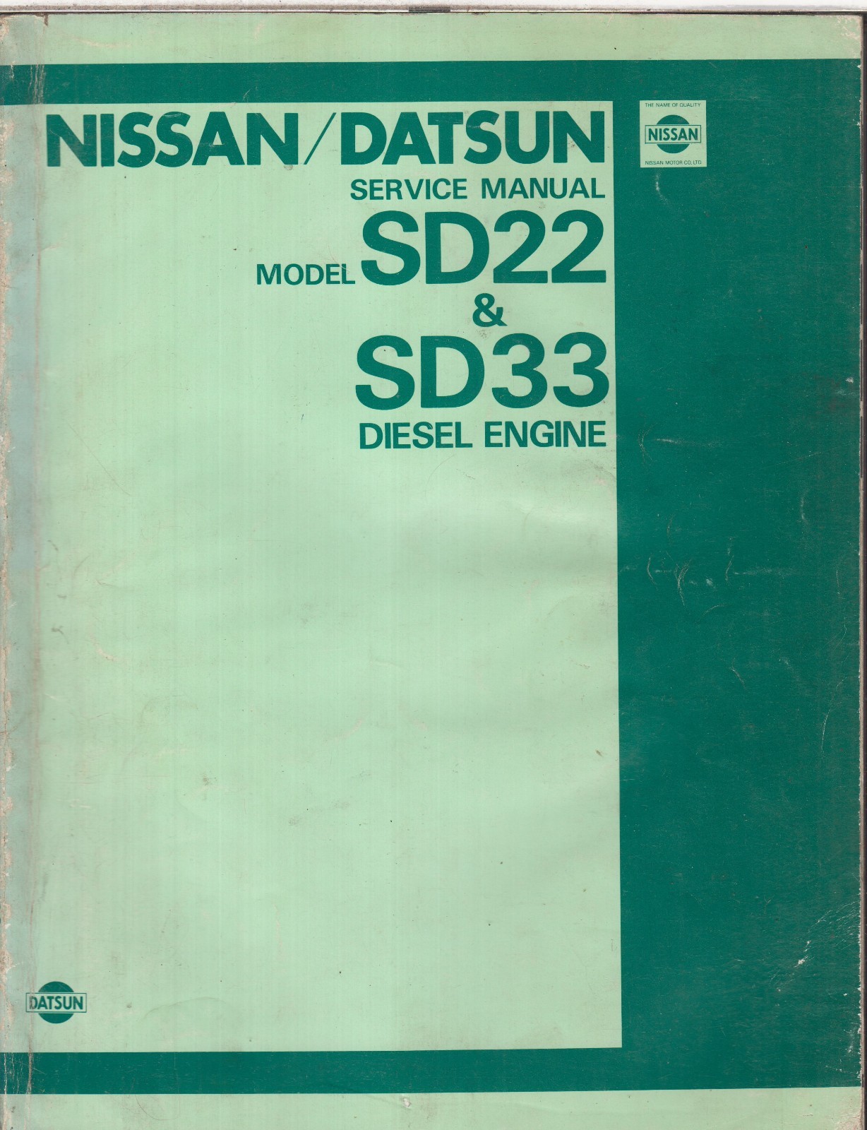 DATSUN / NISSAN SD22 & SD33 DIESEL ENGINE ORIGINAL 1980 FACTORY SERVICE  MANUAL | eBay