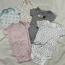 Lot of 5- 0-3 Months Girls Short Sleeve Bodysuit Gerbers