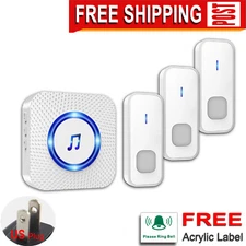 Best wireless door bells,LIKEPAI white classic cordless doorbell set.3 buttons.
