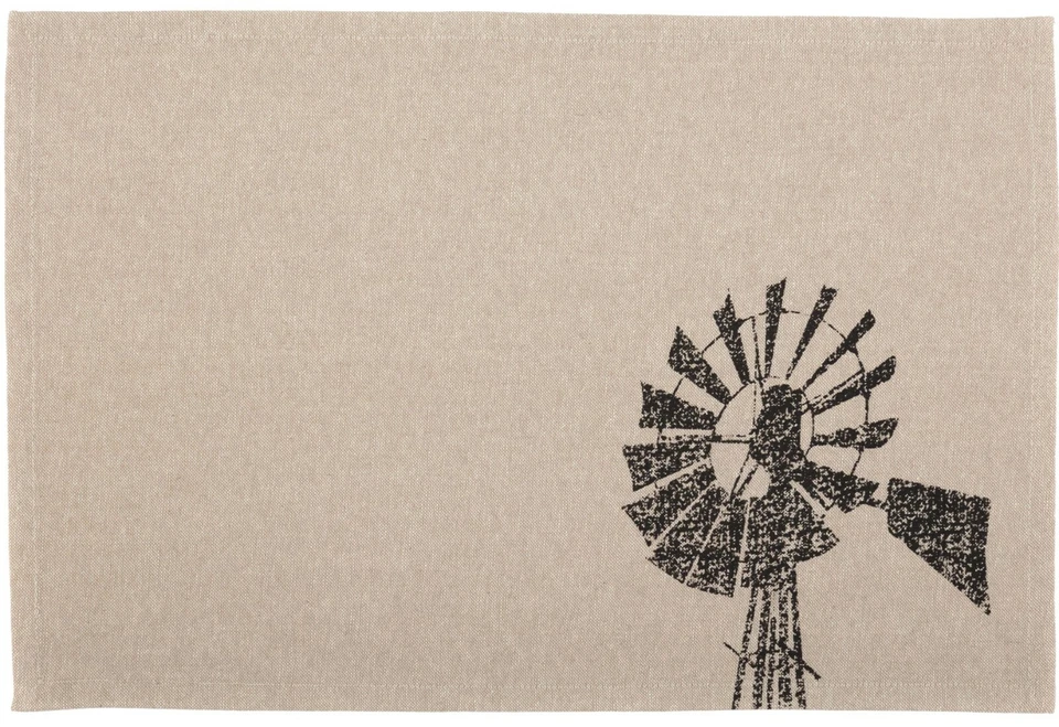 Farm Windmill Placemat Set of 6 Gray Cotton Chambray Countrytyle Sawyer Mill - Image 3 of 4