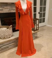 Pretty Little Thing Orange Maxi Long Sleeves Dress Size 0