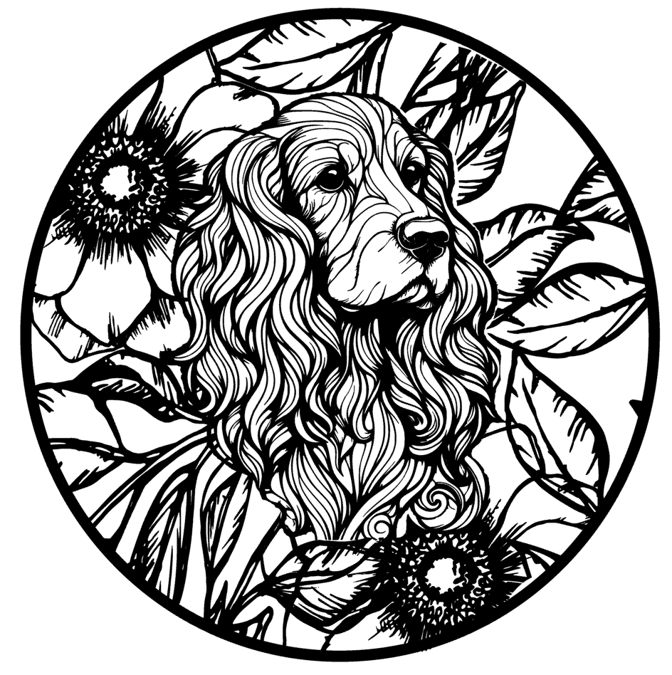 Cocker Spaniel Dog Intricate Floral Design Vinyl Decal Sticker For Home Car