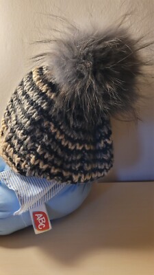 Warme weiche Mütze Strickmütze mit Pelzbommel