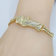 14K Gold Plated Saint Jude Bracelet. Pulsera San Judas Oro Laminado. 7.5 in -6mm