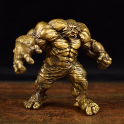 Hulk Muscle Man Brass Figure Model Statue Painted 10*7*9cm GK Decor