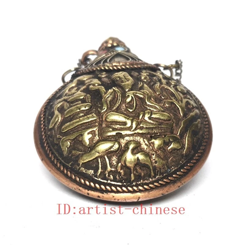 Antigua China Tíbet Bronce Talla Dios de la Riqueza Buda Estatua Tabaco Botellas H 6.8CM Foto 2 de 4