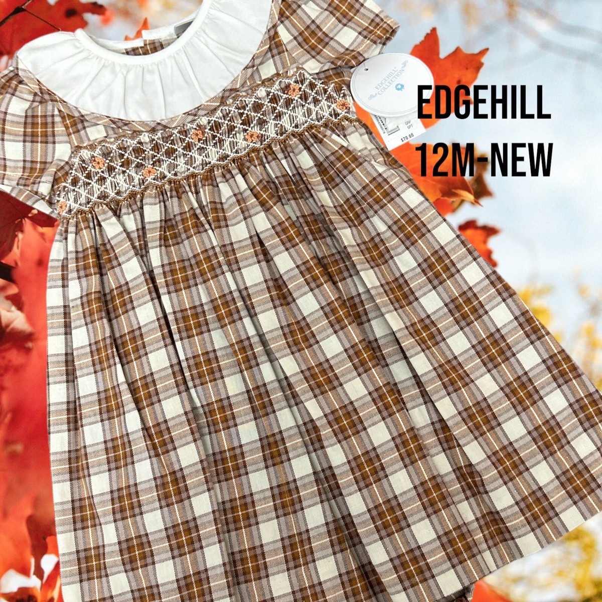 brown plaid baby dress Tan Plaid Button-Up Bubble Romper main image 0