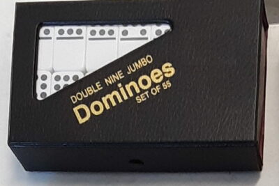 Double 9 (55) - JUMBO-size Dominoes  - Black Dot - White - Vinyl Case