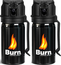 2 Pack BURN Pepper Spray 1.35 oz Police Strength OC Self Defense Belt Clip