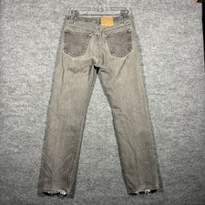 LEVI'S 501 Vintage USA Black Gray Button Fly Jeans 30x29 Actual Distressed Fade