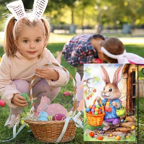 Easter Garden Flag 12x18 Inch Double Sided Happy Easter Bunny Garden Flag Eas... - Picture 3 of 9