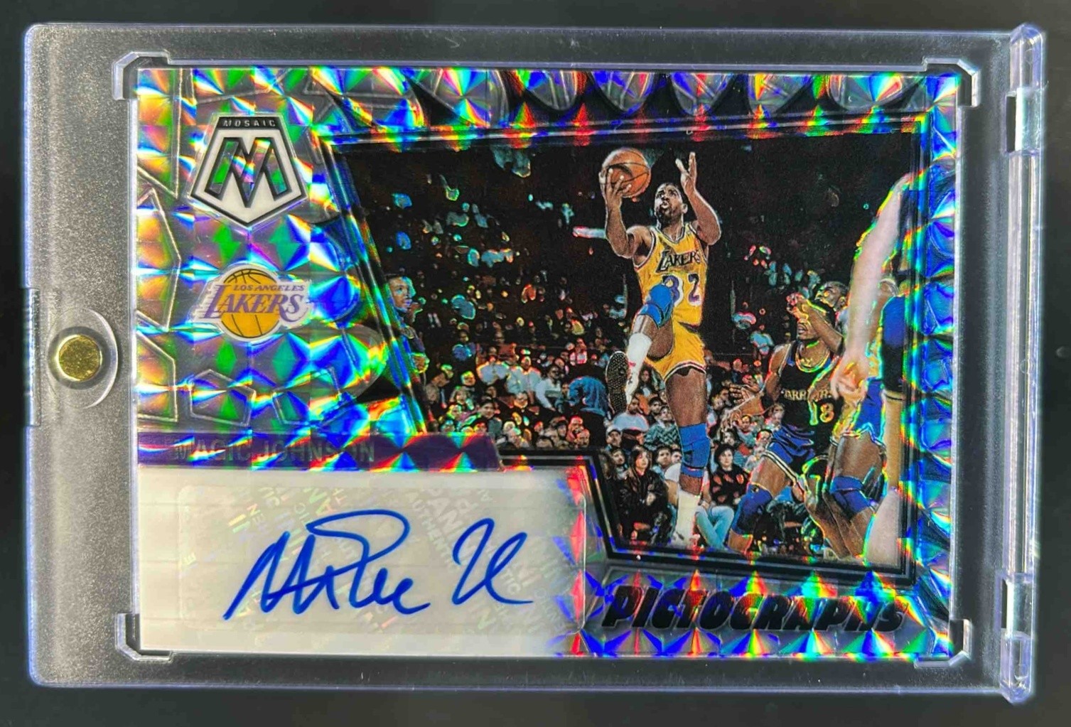 2022-23 Mosaic Magic Johnson Pictographs Prizm Auto #PM-MAG Lakers
