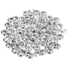 300pcs Crimp Bead Covers, 3mm/0.12" Half Round Open Crimp Beads, White Gold