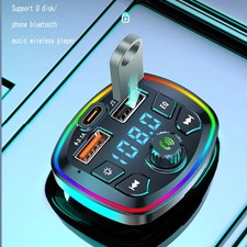 Car Hands-Free Bluetooth-compaitable 5.0 FM Transmitter Car Kit 2 USB Fast Charg