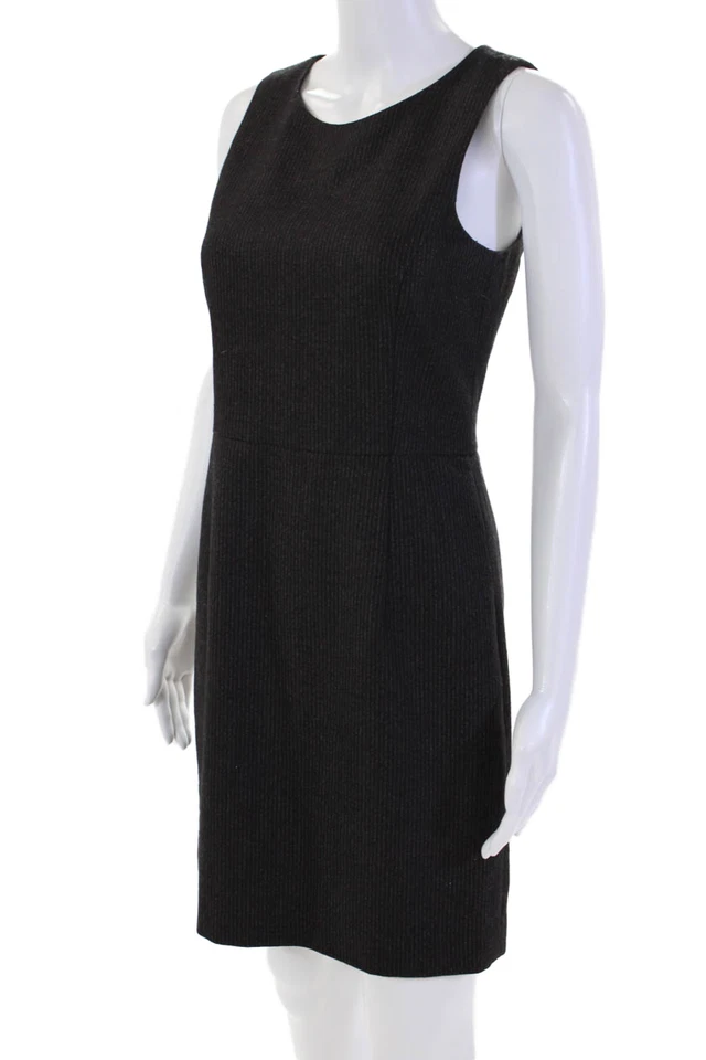 Theory Womens Wool Striped Crew Neck Sleeveless Shift Dress Red Size 4 - Image 2 of 4