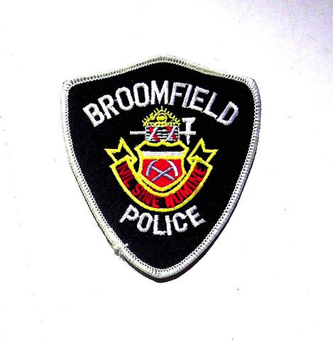 Colorado Sew-On Patch Broomfield Police Embroidered Badge Gold Tone Shield Black