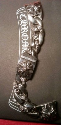 Chrome Hearts Flower Watch Strap Vintage Gothic Cross .925 2003 Cuban Link 17cm